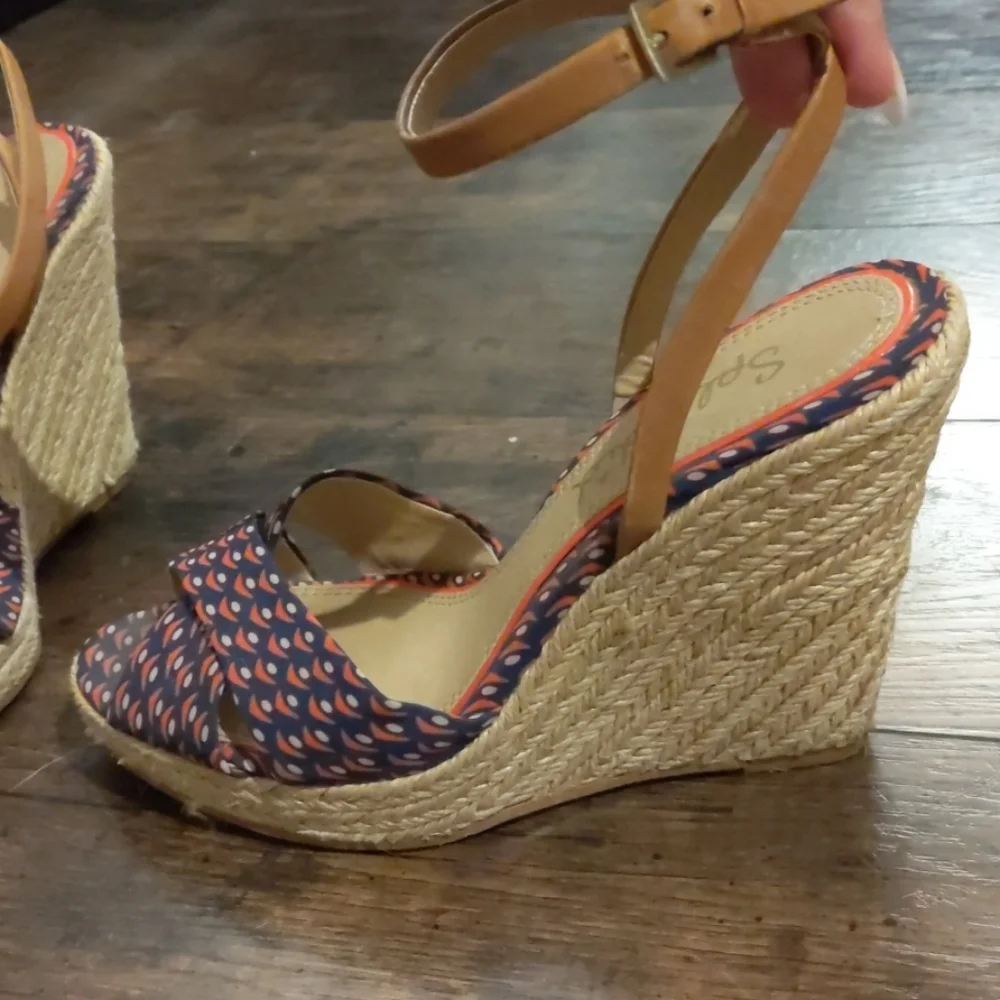 Splendid red white and blue fabric wedges